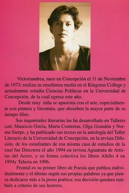 Libro de Poesía "Frontal", Victoria Andrea Muñoz Serra (Victoriandrea)